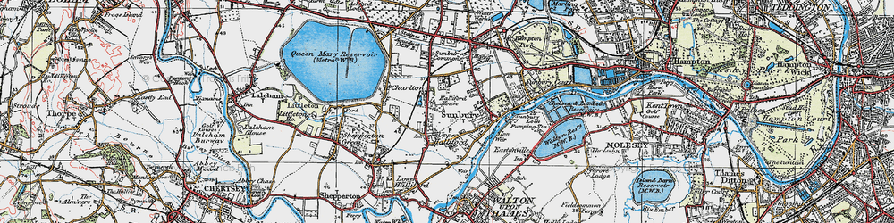 Old map of Upper Halliford in 1920