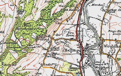 Old map of Upper Halling in 1920