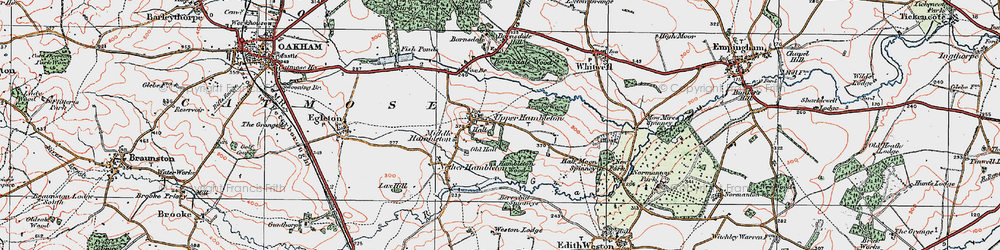 Old map of Upper Hambleton in 1921