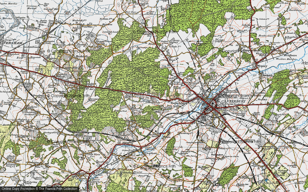 Old Map of Historic Map covering Bigbury in 1920