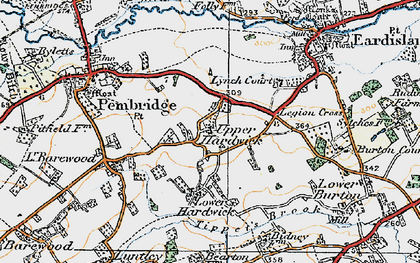 Old map of Upper Hardwick in 1920