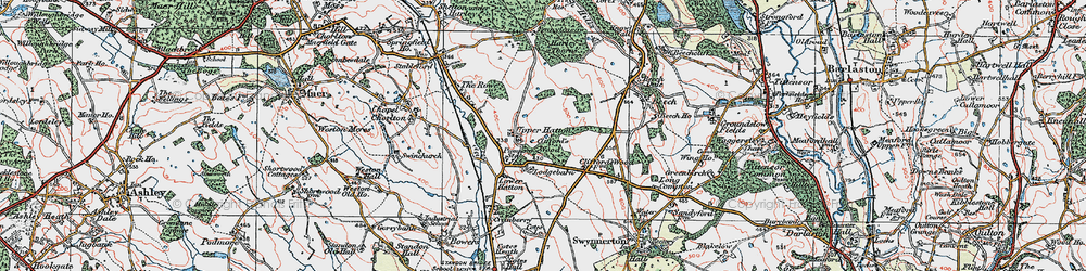 Old map of Upper Hatton in 1921