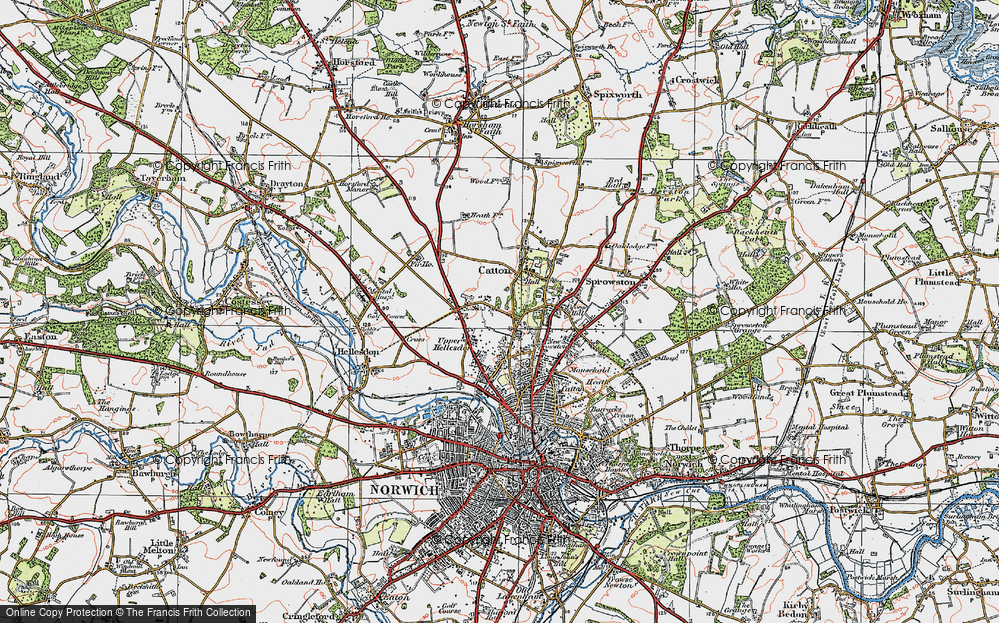 Old Map of Upper Hellesdon, 1922 in 1922