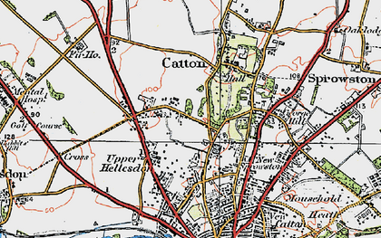 Old map of Upper Hellesdon in 1922