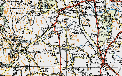 Old map of Upper Hengoed in 1921
