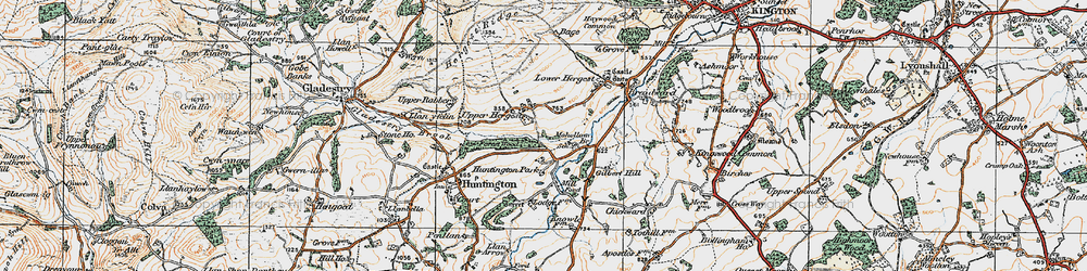Old map of Upper Hergest in 1920