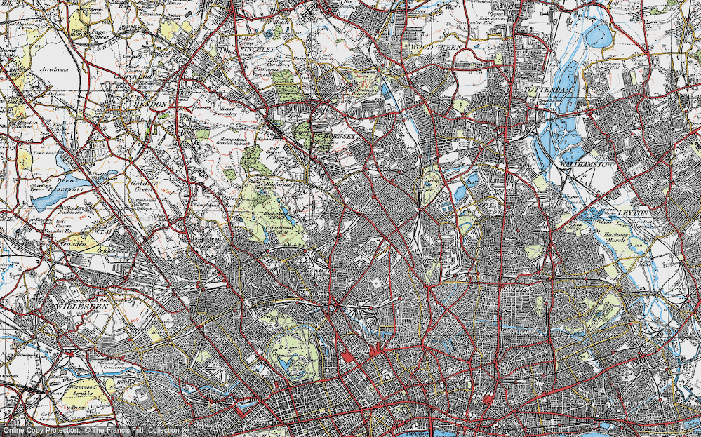 Old Map of Upper Holloway, 1920 in 1920