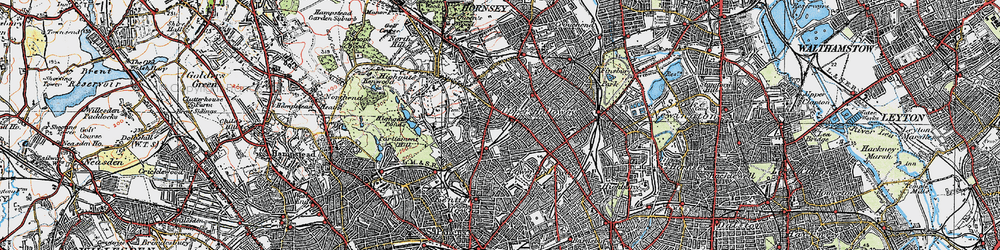 Old map of Upper Holloway in 1920