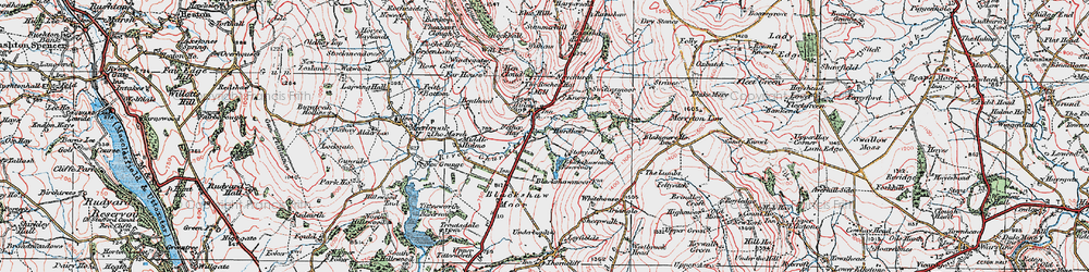Old map of Blackshawmoor Resrs in 1923