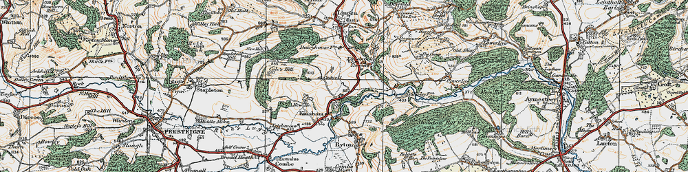Old map of Upper Kinsham in 1920