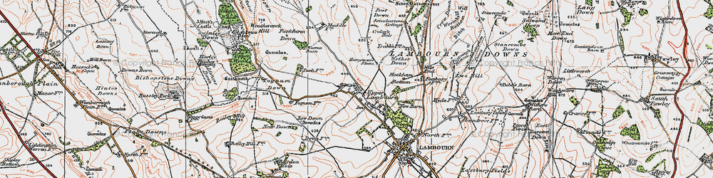 Old map of Upper Lambourn in 1919