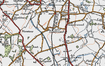 Old map of Upper Landywood in 1921