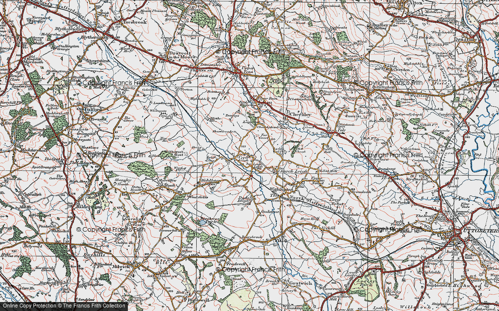 Old Map of Upper Leigh, 1921 in 1921