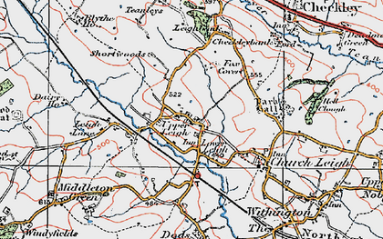 Old map of Upper Leigh in 1921