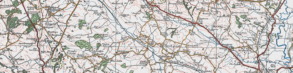 Old map of Upper Leigh in 1921