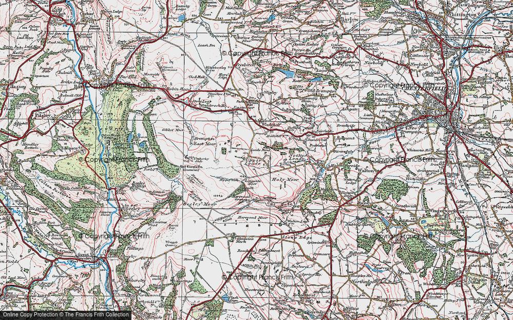 Old Map of Historic Map covering Beeley Moor in 1923