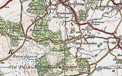 Old map of Upper Longdon in 1921