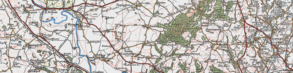 Old map of Upper Longwood in 1921
