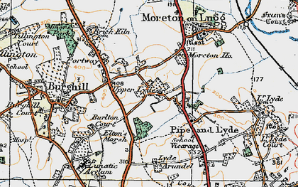 Old map of Upper Lyde in 1920