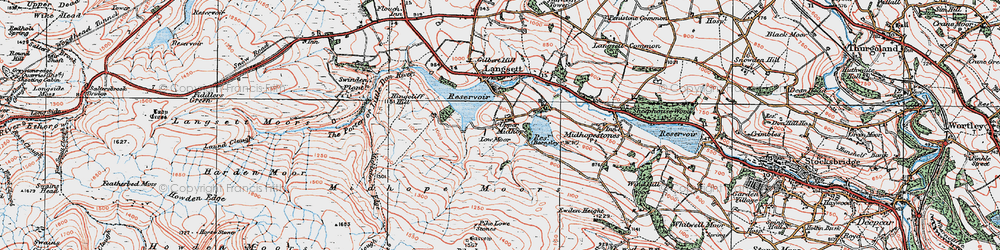 Old map of Barnside Moor in 1924