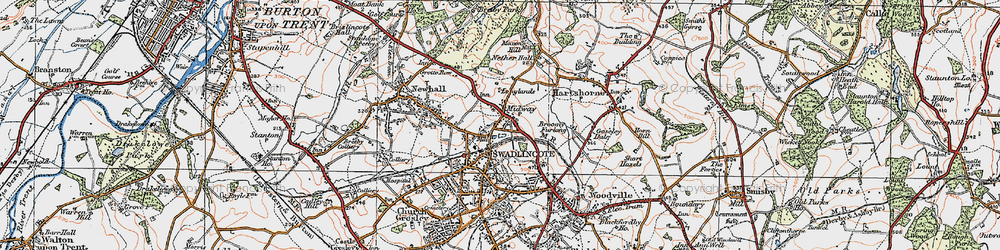 Old map of Upper Midway in 1921