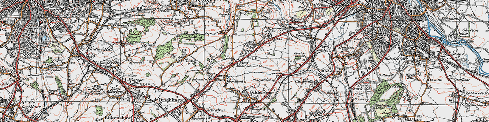 Old map of Upper Moor Side in 1925