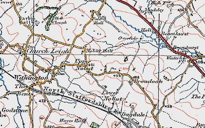 Old map of Upper Nobut in 1921