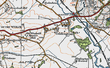 Old map of Upper Oddington in 1919