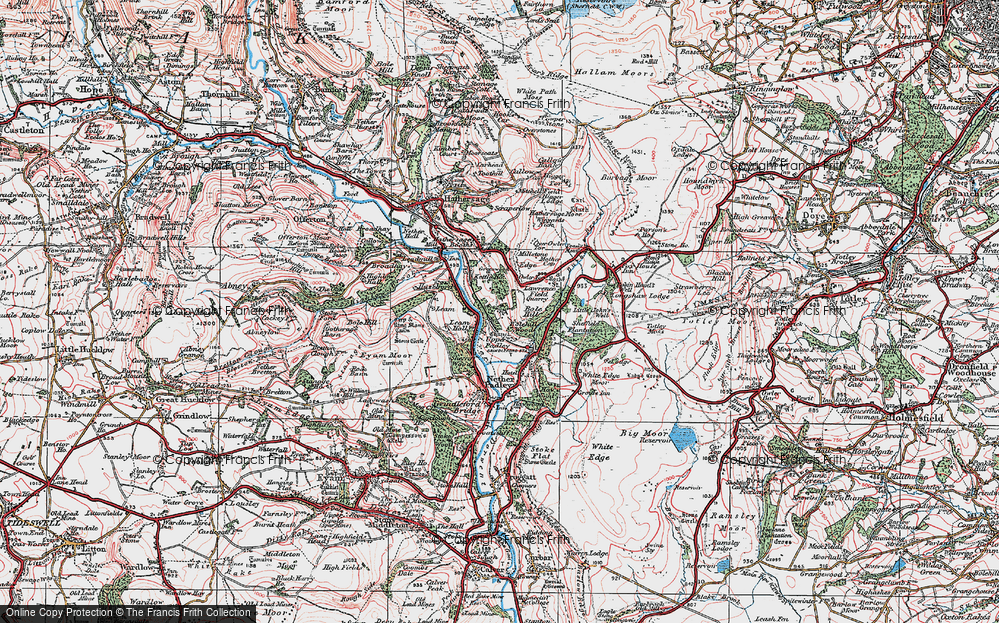 Old Map of Upper Padley, 1923 in 1923