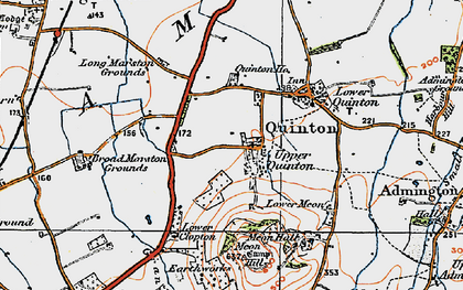Old map of Upper Quinton in 1919
