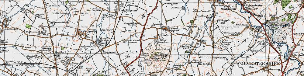 Old map of Upper Quinton in 1919