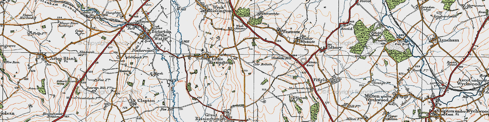 Old map of Upper Rissington in 1919