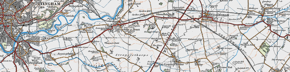 Old map of Upper Saxondale in 1921