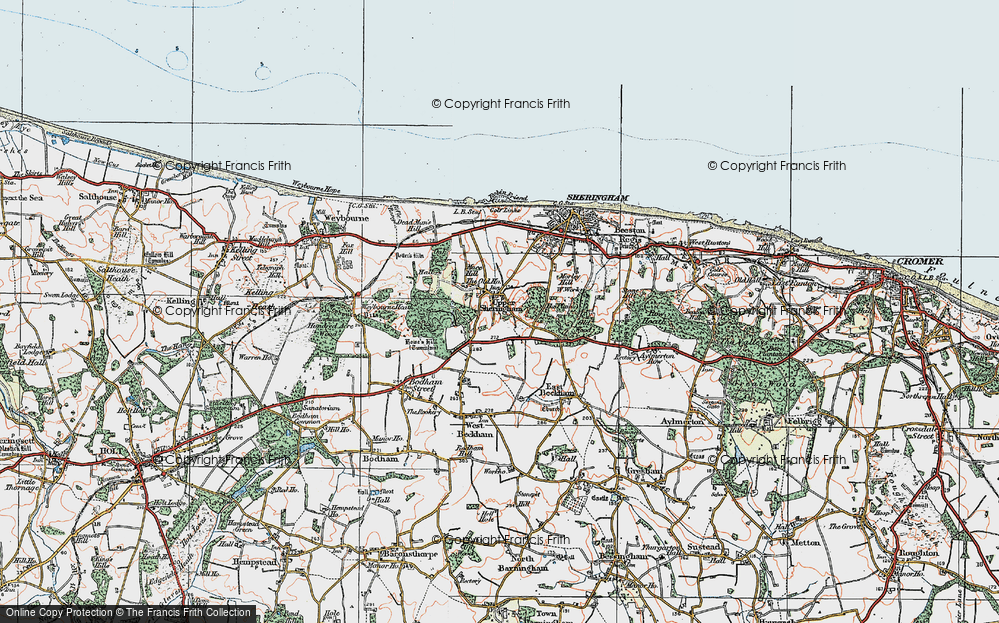 Old Map of Upper Sheringham, 1922 in 1922