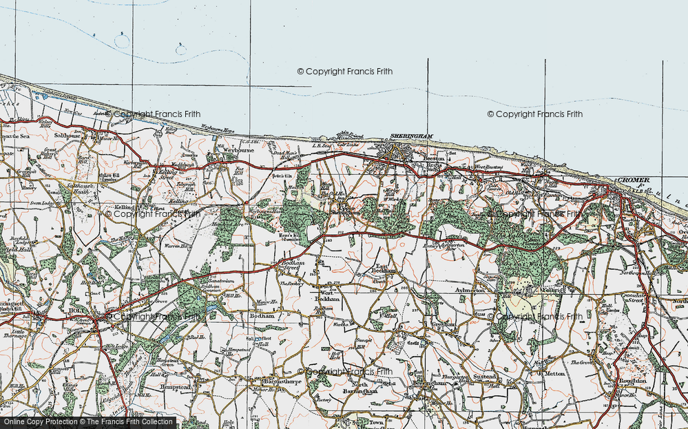 Old Map of Historic Map covering Howe's Hill in 1922
