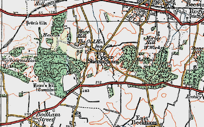 Old map of Upper Sheringham in 1922