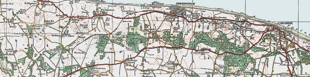 Old map of Upper Sheringham in 1922