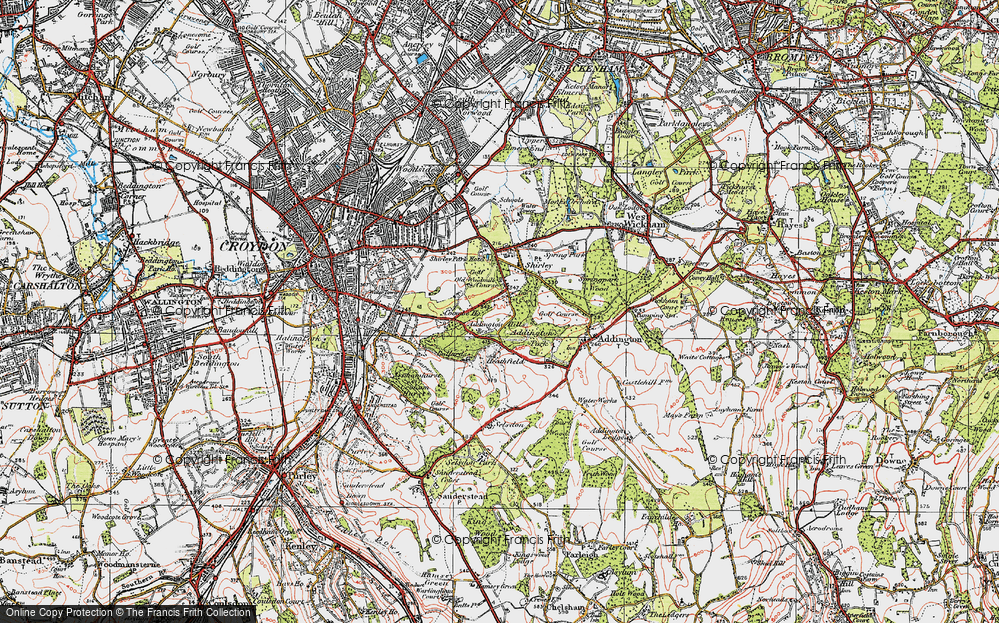 Old Map of Historic Map covering Addington Hills in 1920