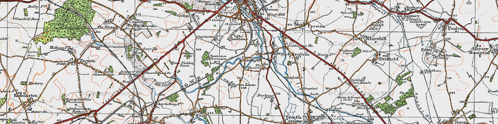 Old map of Upper Siddington in 1919
