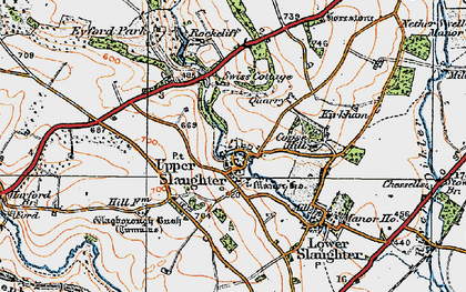 Old map of Upper Slaughter in 1919