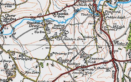 Old map of Upper Stanton Drew in 1919