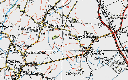 Old map of Upper Stondon in 1919