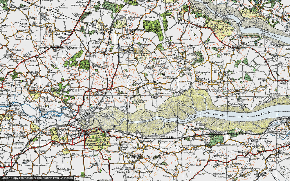 Old Map of Historic Map covering Stutton Mill in 1921