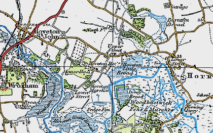 Old map of Wroxham Broad in 1922
