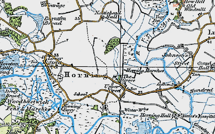 Old map of Bure Marshes in 1922