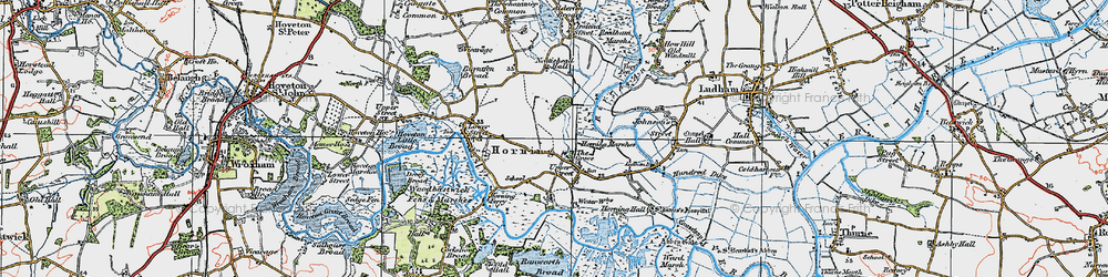 Old map of Bure Marshes in 1922
