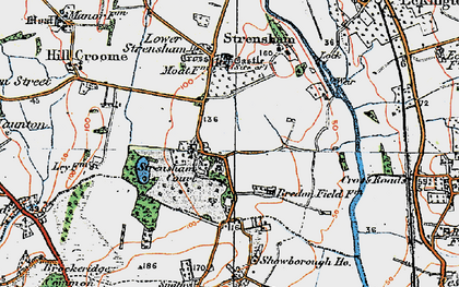 Old map of Upper Strensham in 1919