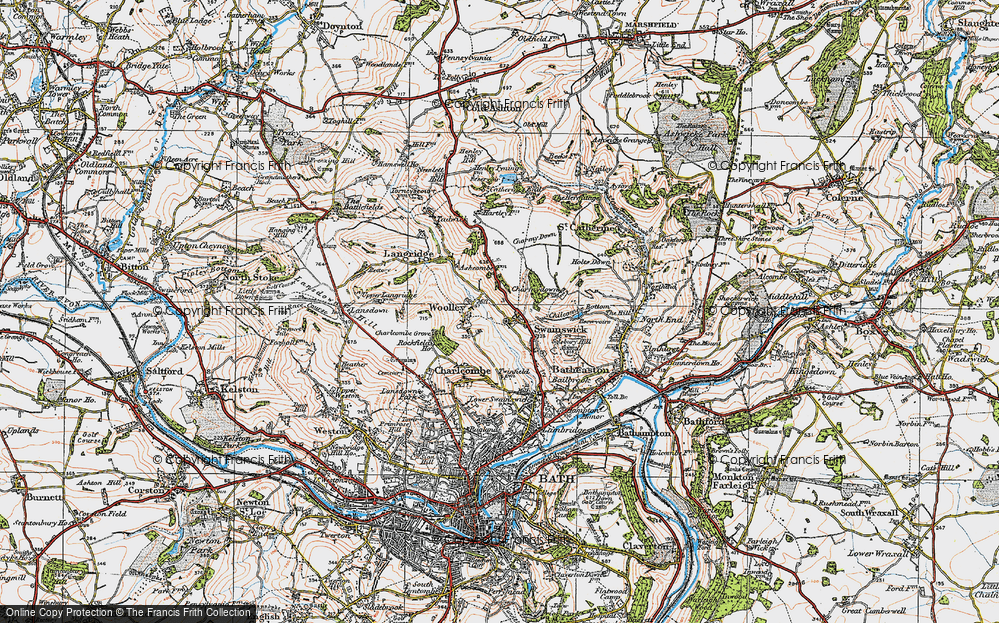 Old Map of Historic Map covering Charmy Down in 1919