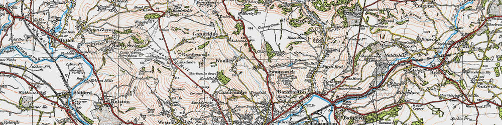 Old map of Charmy Down in 1919