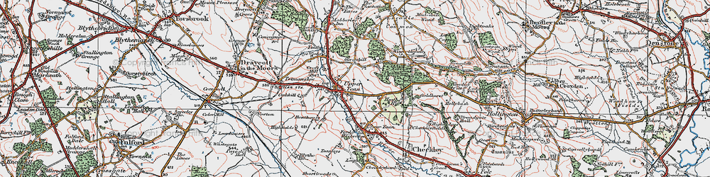 Old map of Upper Tean in 1921